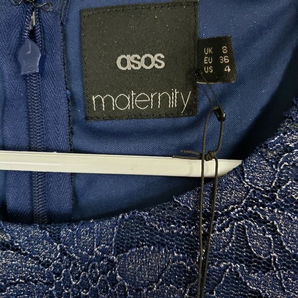 ASOS Maternity Womens Dress Sz Small Blue Lace 3/4 Sleeve - Picture 5 of 6